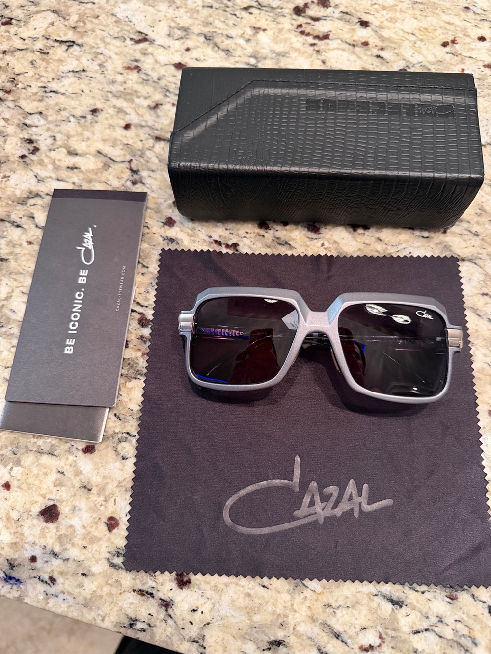 Cazal Men's Gray Frame Sunglasses with Dark Lenses